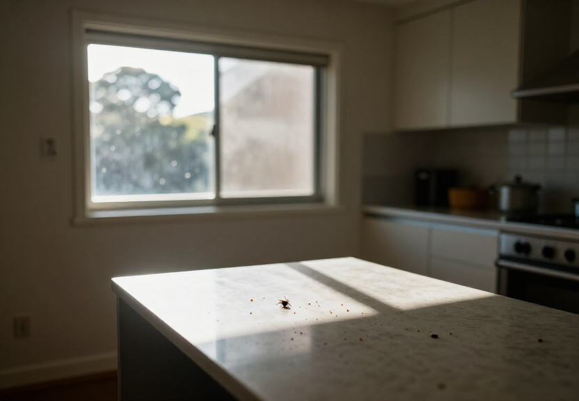Spider webs and nests in an Artarmon storage area before pest control